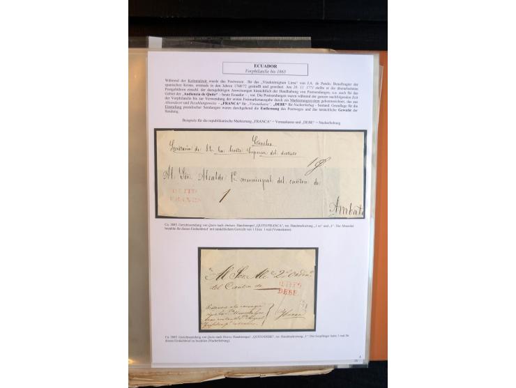 1830/60, sehr interessante und umfangreiche Sammlung mit über 140 Briefe und Vorderseiten, dabei "BOLIVAR FRANCA.",
"AMBATO"