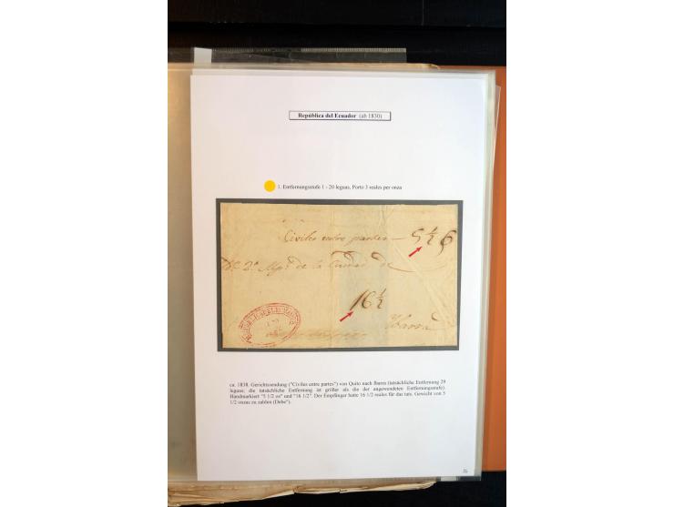 1830/60, sehr interessante und umfangreiche Sammlung mit über 140 Briefe und Vorderseiten, dabei "BOLIVAR FRANCA.",
"AMBATO"