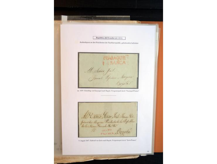 1830/60, sehr interessante und umfangreiche Sammlung mit über 140 Briefe und Vorderseiten, dabei "BOLIVAR FRANCA.",
"AMBATO"