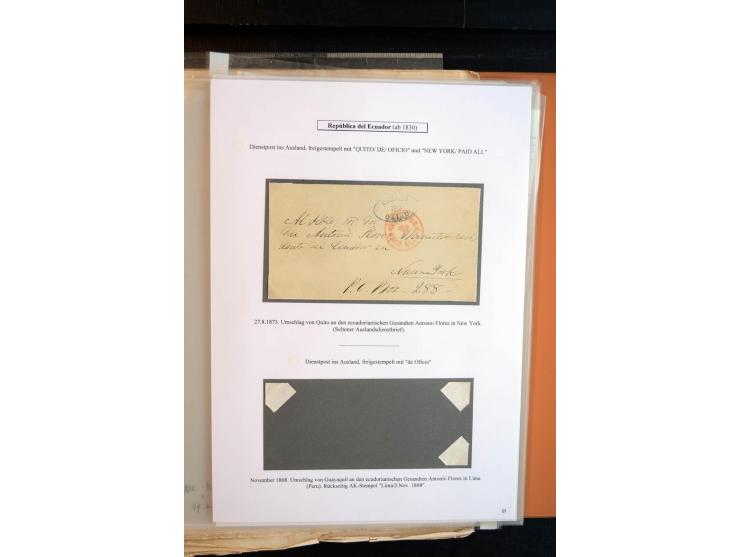 1830/60, sehr interessante und umfangreiche Sammlung mit über 140 Briefe und Vorderseiten, dabei "BOLIVAR FRANCA.",
"AMBATO"