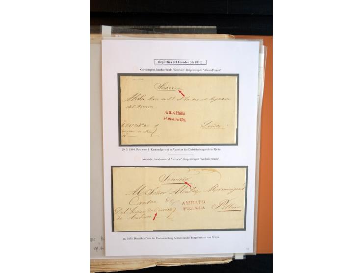 1830/60, sehr interessante und umfangreiche Sammlung mit über 140 Briefe und Vorderseiten, dabei "BOLIVAR FRANCA.",
"AMBATO"