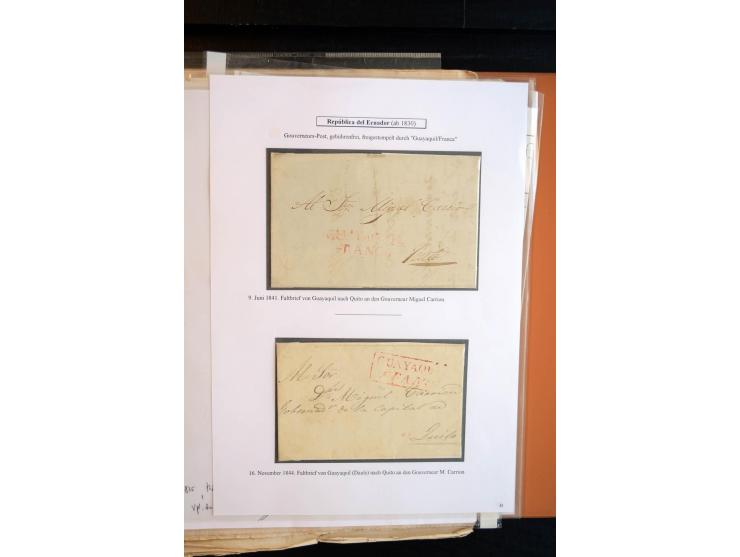 1830/60, sehr interessante und umfangreiche Sammlung mit über 140 Briefe und Vorderseiten, dabei "BOLIVAR FRANCA.",
"AMBATO"