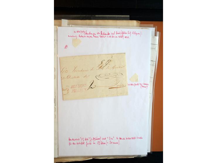1830/60, sehr interessante und umfangreiche Sammlung mit über 140 Briefe und Vorderseiten, dabei "BOLIVAR FRANCA.",
"AMBATO"