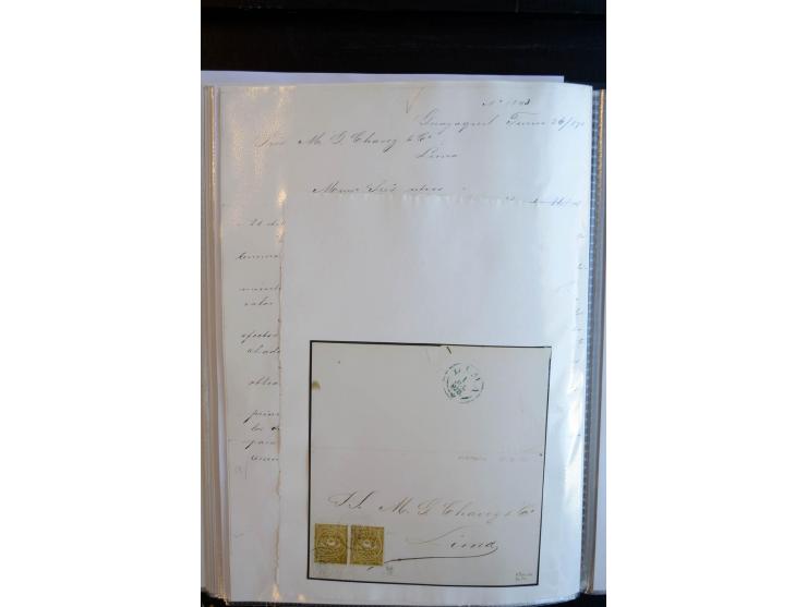 1830/60, sehr interessante und umfangreiche Sammlung mit über 140 Briefe und Vorderseiten, dabei "BOLIVAR FRANCA.",
"AMBATO"