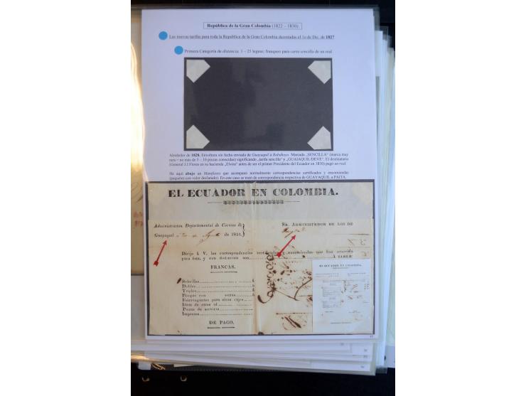 1830/60, sehr interessante und umfangreiche Sammlung mit über 140 Briefe und Vorderseiten, dabei "BOLIVAR FRANCA.",
"AMBATO"