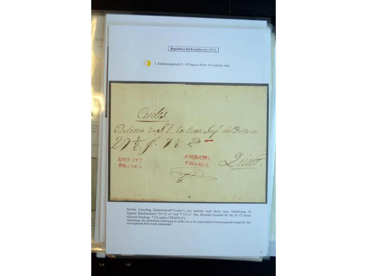 1830/60, sehr interessante und umfangreiche Sammlung mit über 140 Briefe und Vorderseiten, dabei "BOLIVAR FRANCA.",
"AMBATO"