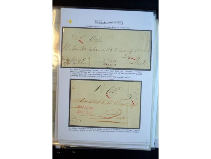 1830/60, sehr interessante und umfangreiche Sammlung mit über 140 Briefe und Vorderseiten, dabei "BOLIVAR FRANCA.",
"AMBATO"