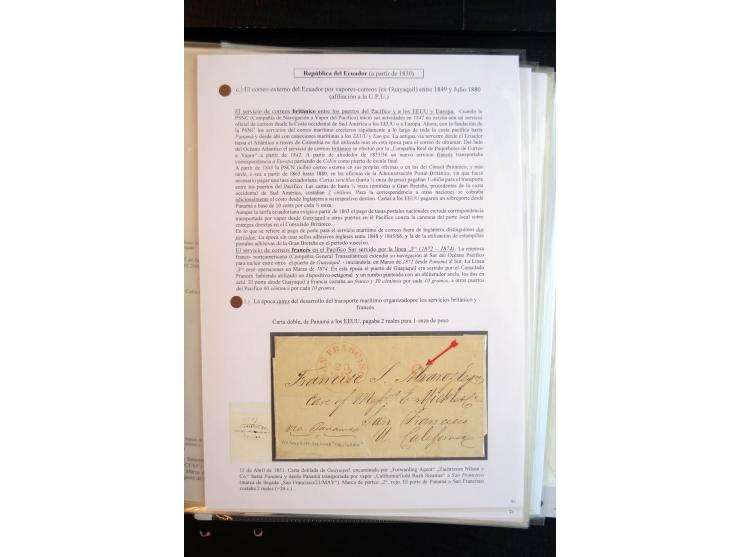 1830/60, sehr interessante und umfangreiche Sammlung mit über 140 Briefe und Vorderseiten, dabei "BOLIVAR FRANCA.",
"AMBATO"