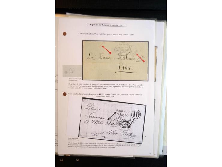 1830/60, sehr interessante und umfangreiche Sammlung mit über 140 Briefe und Vorderseiten, dabei "BOLIVAR FRANCA.",
"AMBATO"