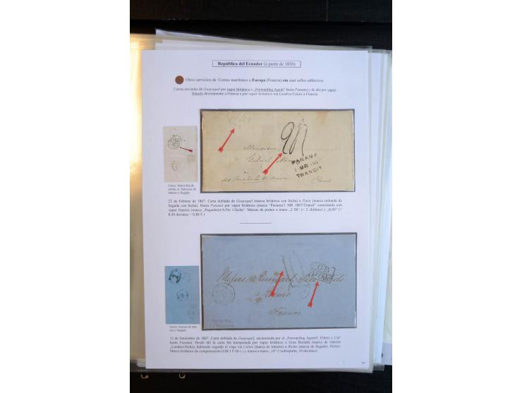 1830/60, sehr interessante und umfangreiche Sammlung mit über 140 Briefe und Vorderseiten, dabei "BOLIVAR FRANCA.",
"AMBATO"