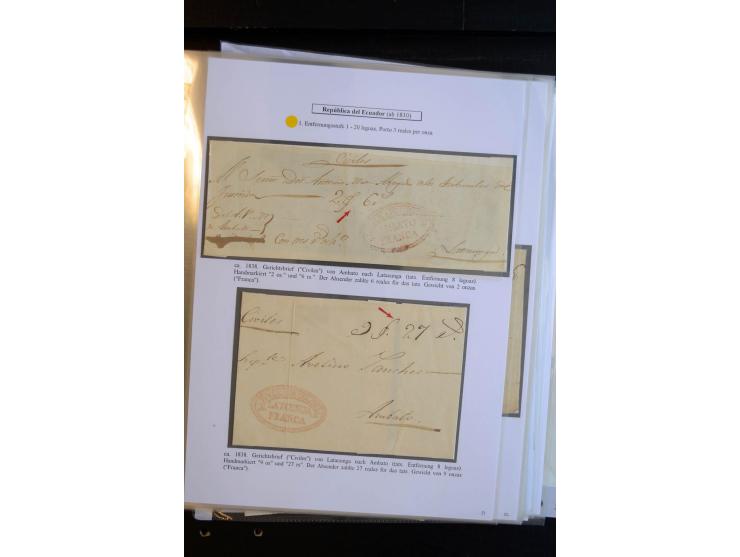 1830/60, sehr interessante und umfangreiche Sammlung mit über 140 Briefe und Vorderseiten, dabei "BOLIVAR FRANCA.",
"AMBATO"