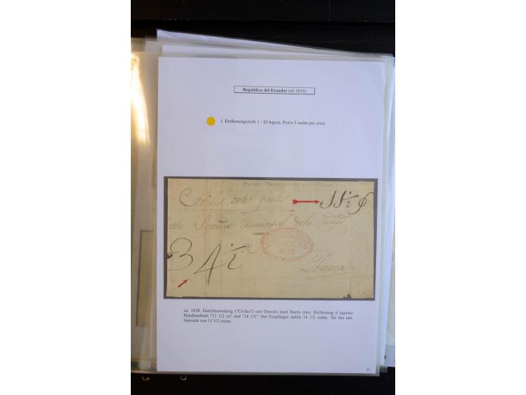 1830/60, sehr interessante und umfangreiche Sammlung mit über 140 Briefe und Vorderseiten, dabei "BOLIVAR FRANCA.",
"AMBATO"