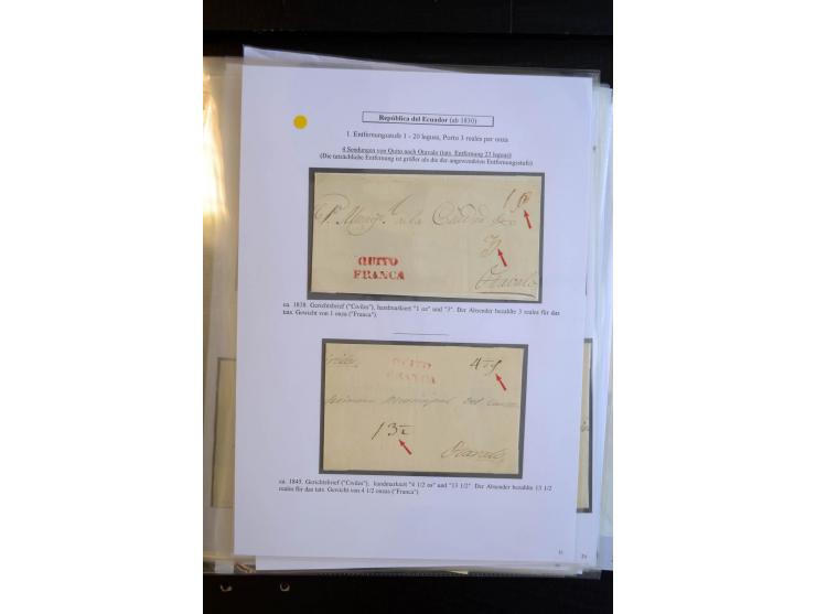 1830/60, sehr interessante und umfangreiche Sammlung mit über 140 Briefe und Vorderseiten, dabei "BOLIVAR FRANCA.",
"AMBATO"
