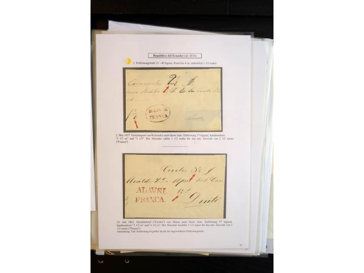 1830/60, sehr interessante und umfangreiche Sammlung mit über 140 Briefe und Vorderseiten, dabei "BOLIVAR FRANCA.",
"AMBATO"