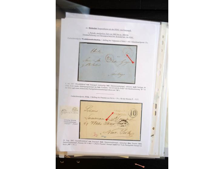 1830/60, sehr interessante und umfangreiche Sammlung mit über 140 Briefe und Vorderseiten, dabei "BOLIVAR FRANCA.",
"AMBATO"