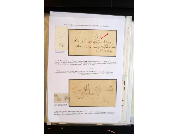 1830/60, sehr interessante und umfangreiche Sammlung mit über 140 Briefe und Vorderseiten, dabei "BOLIVAR FRANCA.",
"AMBATO"