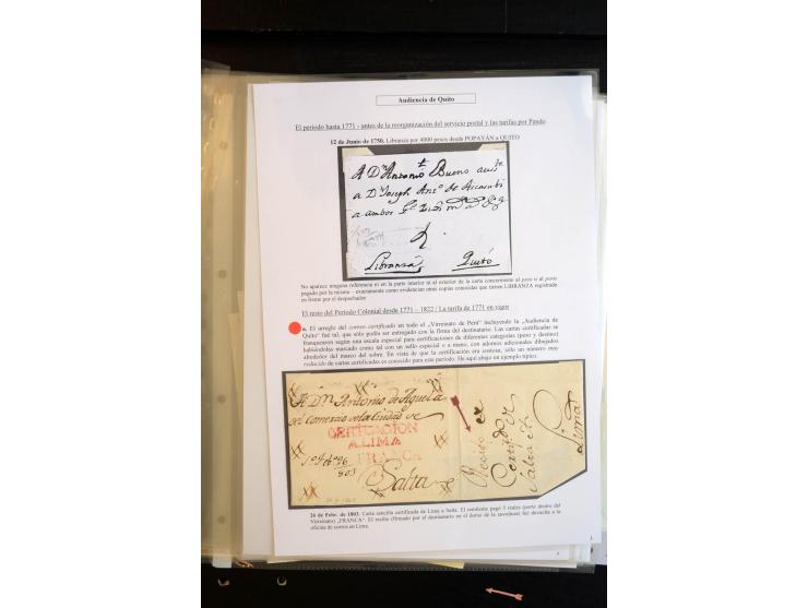 1830/60, sehr interessante und umfangreiche Sammlung mit über 140 Briefe und Vorderseiten, dabei "BOLIVAR FRANCA.",
"AMBATO"