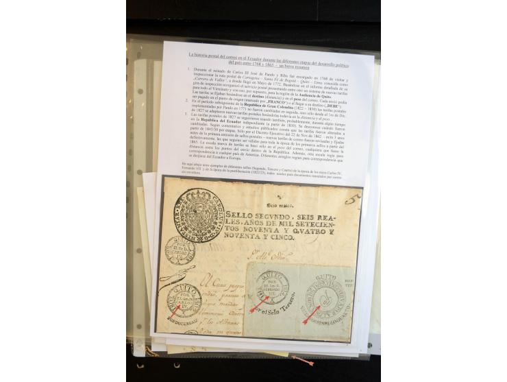 1830/60, sehr interessante und umfangreiche Sammlung mit über 140 Briefe und Vorderseiten, dabei "BOLIVAR FRANCA.",
"AMBATO"