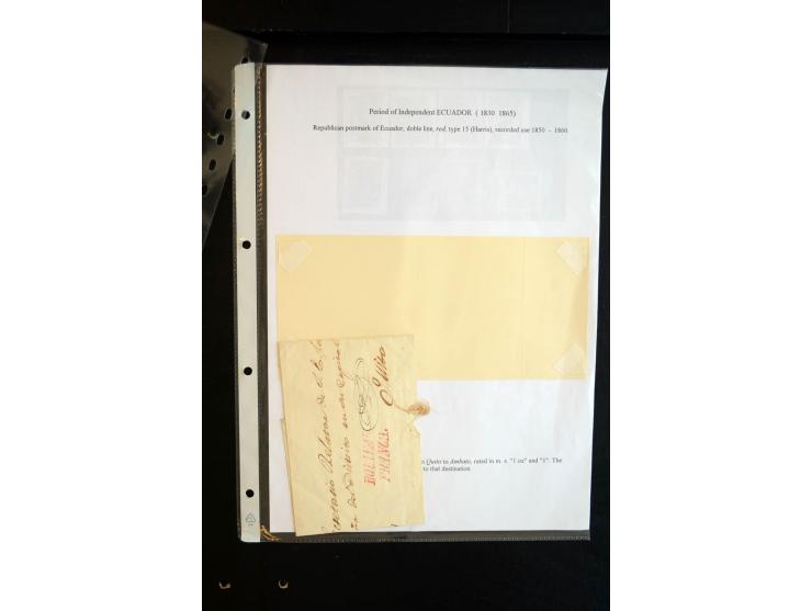 1830/60, sehr interessante und umfangreiche Sammlung mit über 140 Briefe und Vorderseiten, dabei "BOLIVAR FRANCA.",
"AMBATO"