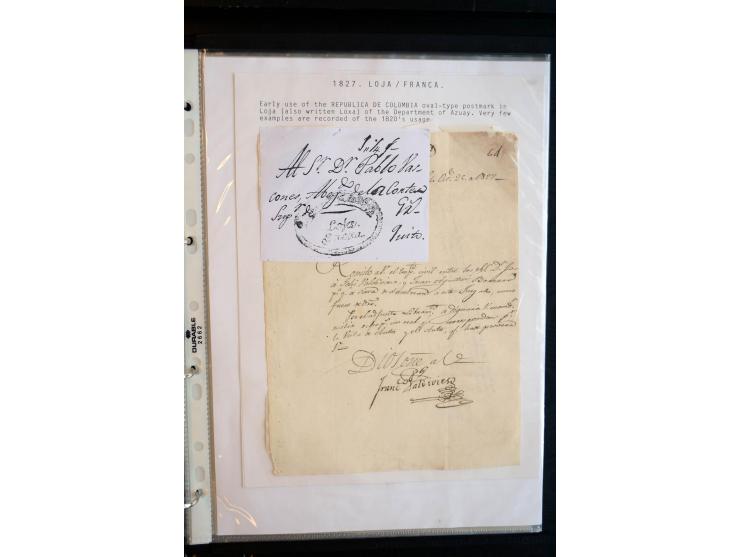 1830/60, sehr interessante und umfangreiche Sammlung mit über 140 Briefe und Vorderseiten, dabei "BOLIVAR FRANCA.",
"AMBATO"