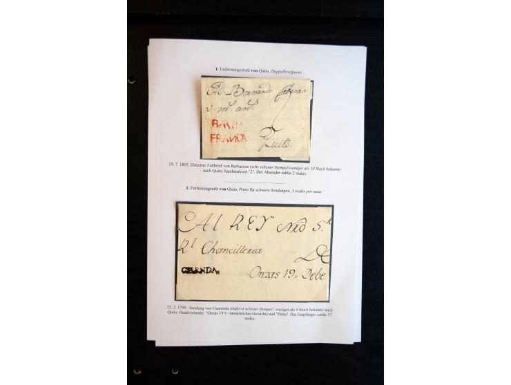 1830/60, sehr interessante und umfangreiche Sammlung mit über 140 Briefe und Vorderseiten, dabei "BOLIVAR FRANCA.",
"AMBATO"