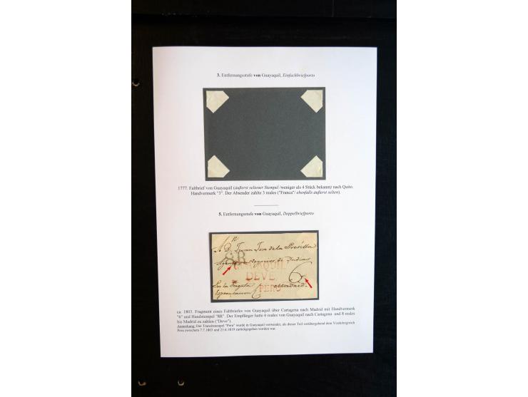 1830/60, sehr interessante und umfangreiche Sammlung mit über 140 Briefe und Vorderseiten, dabei "BOLIVAR FRANCA.",
"AMBATO"
