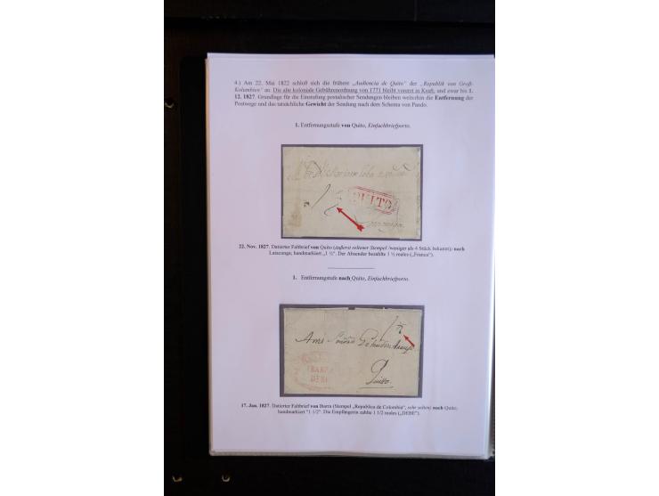 1830/60, sehr interessante und umfangreiche Sammlung mit über 140 Briefe und Vorderseiten, dabei "BOLIVAR FRANCA.",
"AMBATO"