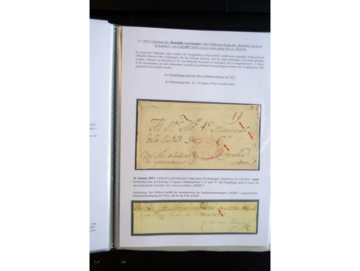 1830/60, sehr interessante und umfangreiche Sammlung mit über 140 Briefe und Vorderseiten, dabei "BOLIVAR FRANCA.",
"AMBATO"
