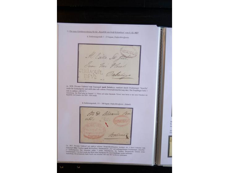 1830/60, sehr interessante und umfangreiche Sammlung mit über 140 Briefe und Vorderseiten, dabei "BOLIVAR FRANCA.",
"AMBATO"