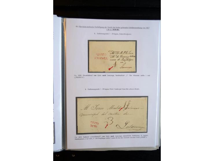 1830/60, sehr interessante und umfangreiche Sammlung mit über 140 Briefe und Vorderseiten, dabei "BOLIVAR FRANCA.",
"AMBATO"