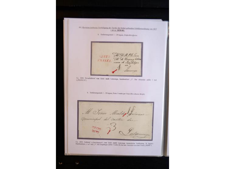 1830/60, sehr interessante und umfangreiche Sammlung mit über 140 Briefe und Vorderseiten, dabei "BOLIVAR FRANCA.",
"AMBATO"