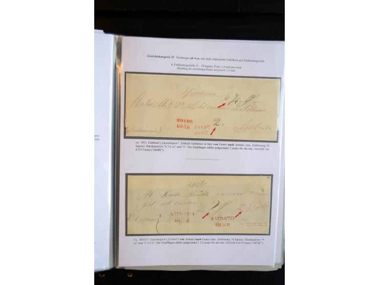 1830/60, sehr interessante und umfangreiche Sammlung mit über 140 Briefe und Vorderseiten, dabei "BOLIVAR FRANCA.",
"AMBATO"
