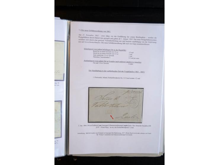 1830/60, sehr interessante und umfangreiche Sammlung mit über 140 Briefe und Vorderseiten, dabei "BOLIVAR FRANCA.",
"AMBATO"
