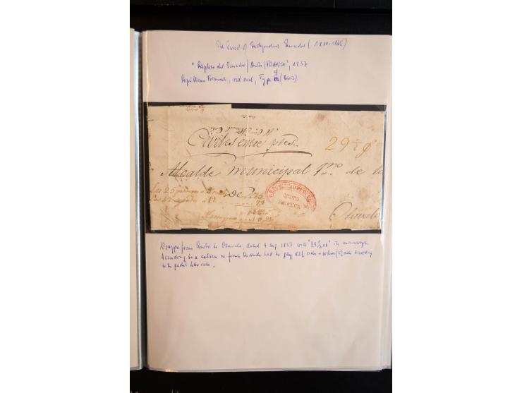 1830/60, sehr interessante und umfangreiche Sammlung mit über 140 Briefe und Vorderseiten, dabei "BOLIVAR FRANCA.",
"AMBATO"
