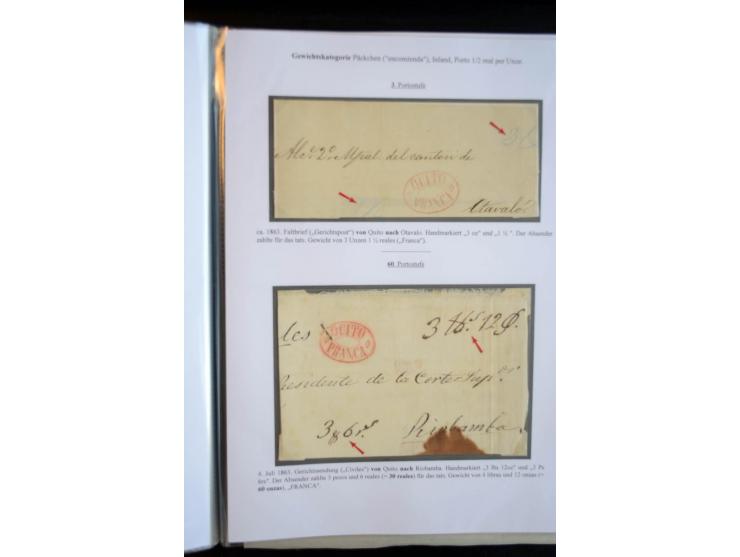 1830/60, sehr interessante und umfangreiche Sammlung mit über 140 Briefe und Vorderseiten, dabei "BOLIVAR FRANCA.",
"AMBATO"