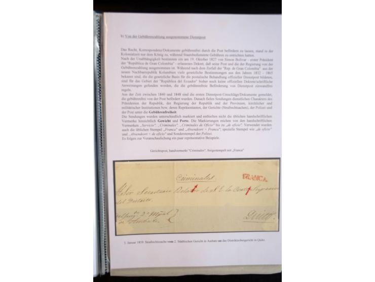1830/60, sehr interessante und umfangreiche Sammlung mit über 140 Briefe und Vorderseiten, dabei "BOLIVAR FRANCA.",
"AMBATO"