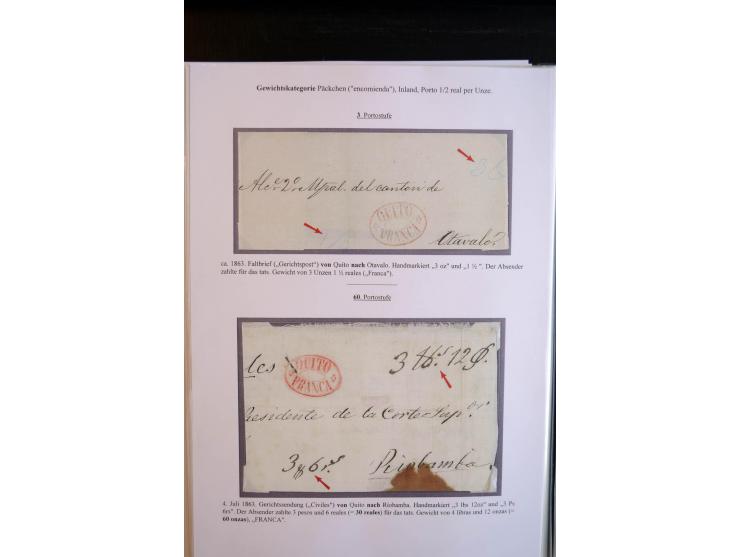 1830/60, sehr interessante und umfangreiche Sammlung mit über 140 Briefe und Vorderseiten, dabei "BOLIVAR FRANCA.",
"AMBATO"