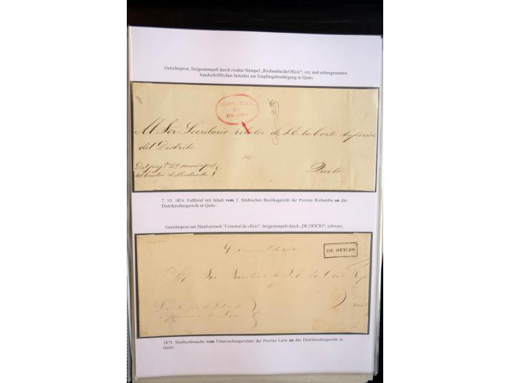 1830/60, sehr interessante und umfangreiche Sammlung mit über 140 Briefe und Vorderseiten, dabei "BOLIVAR FRANCA.",
"AMBATO"