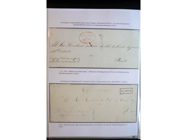 1830/60, sehr interessante und umfangreiche Sammlung mit über 140 Briefe und Vorderseiten, dabei "BOLIVAR FRANCA.",
"AMBATO"