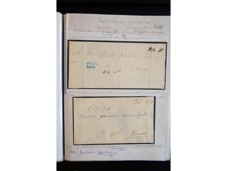 1830/60, sehr interessante und umfangreiche Sammlung mit über 140 Briefe und Vorderseiten, dabei "BOLIVAR FRANCA.",
"AMBATO"