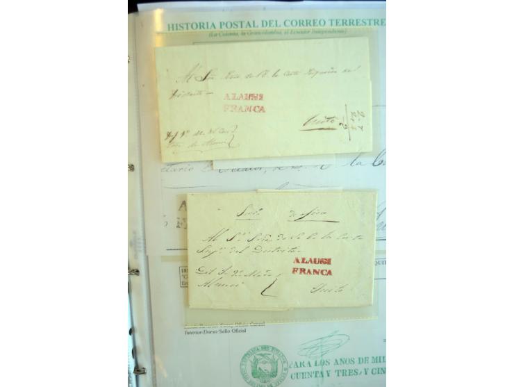 1830/60, sehr interessante und umfangreiche Sammlung mit über 140 Briefe und Vorderseiten, dabei "BOLIVAR FRANCA.",
"AMBATO"