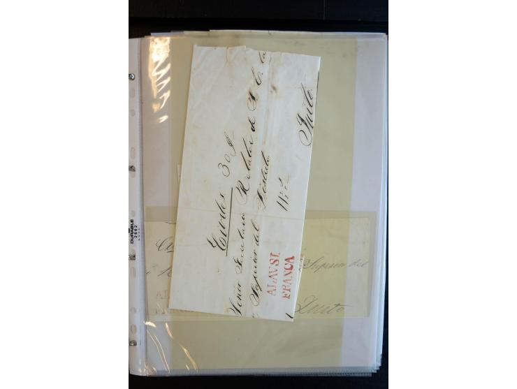 1830/60, sehr interessante und umfangreiche Sammlung mit über 140 Briefe und Vorderseiten, dabei "BOLIVAR FRANCA.",
"AMBATO"