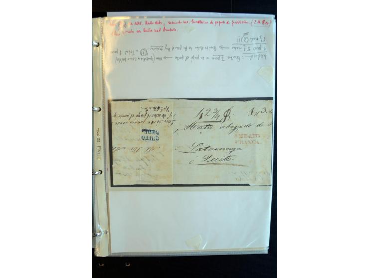 1830/60, sehr interessante und umfangreiche Sammlung mit über 140 Briefe und Vorderseiten, dabei "BOLIVAR FRANCA.",
"AMBATO"