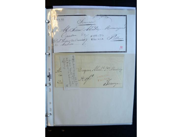 1830/60, sehr interessante und umfangreiche Sammlung mit über 140 Briefe und Vorderseiten, dabei "BOLIVAR FRANCA.",
"AMBATO"
