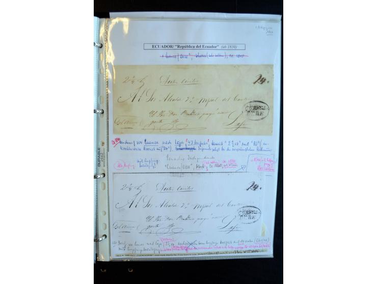 1830/60, sehr interessante und umfangreiche Sammlung mit über 140 Briefe und Vorderseiten, dabei "BOLIVAR FRANCA.",
"AMBATO"