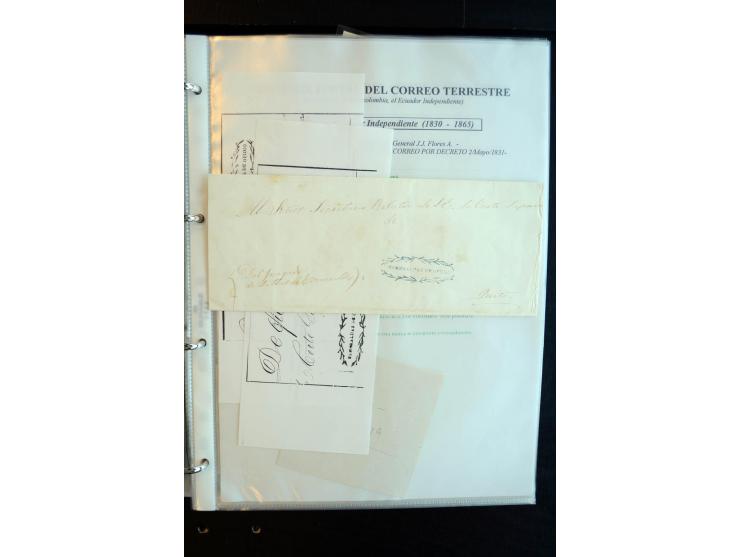 1830/60, sehr interessante und umfangreiche Sammlung mit über 140 Briefe und Vorderseiten, dabei "BOLIVAR FRANCA.",
"AMBATO"