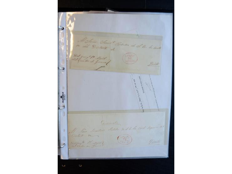 1830/60, sehr interessante und umfangreiche Sammlung mit über 140 Briefe und Vorderseiten, dabei "BOLIVAR FRANCA.",
"AMBATO"