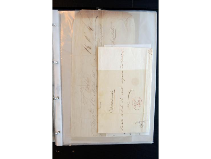 1830/60, sehr interessante und umfangreiche Sammlung mit über 140 Briefe und Vorderseiten, dabei "BOLIVAR FRANCA.",
"AMBATO"