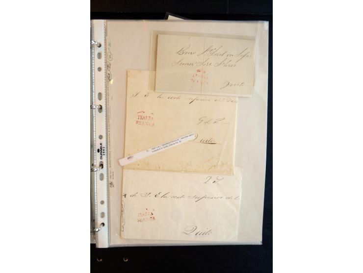 1830/60, sehr interessante und umfangreiche Sammlung mit über 140 Briefe und Vorderseiten, dabei "BOLIVAR FRANCA.",
"AMBATO"