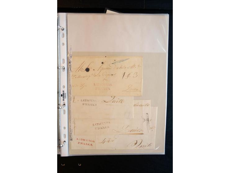1830/60, sehr interessante und umfangreiche Sammlung mit über 140 Briefe und Vorderseiten, dabei "BOLIVAR FRANCA.",
"AMBATO"